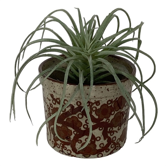 Takahashi Small Tan And Rusty Brown Planter Vase With Drainage Hole Vintage EUC - Picture 10 of 16